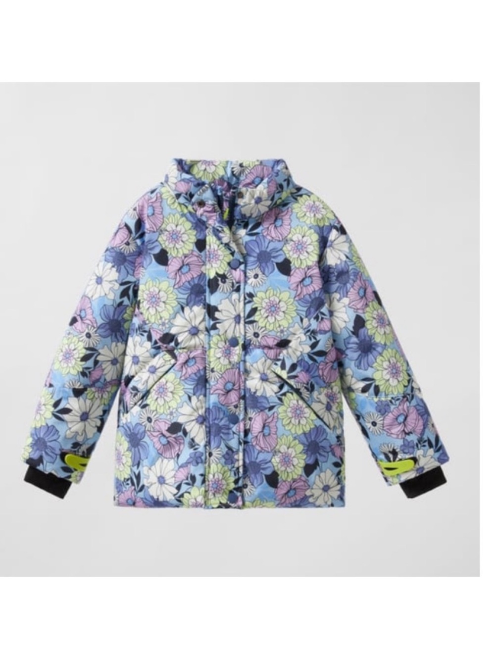 Zara Floral Water Resistance Puffer Jacket size 7 Girls
